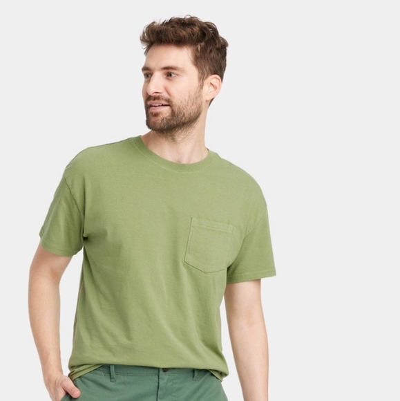 Men's Heavyweight Short Sleeve T-Shirt - Goodfellow & Co Helicopter Green XXL - Picture 1 of 13